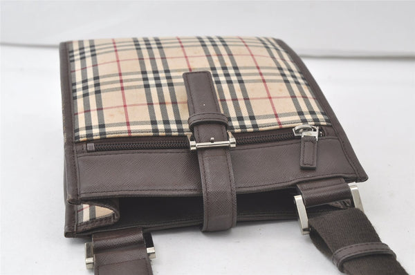 Authentic BURBERRY Nova Check Shoulder Cross Body Bag Canvas Leather Beige 7687K