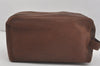 Authentic GUCCI Vintage Clutch Hand Bag Purse Leather Brown Junk 7689I