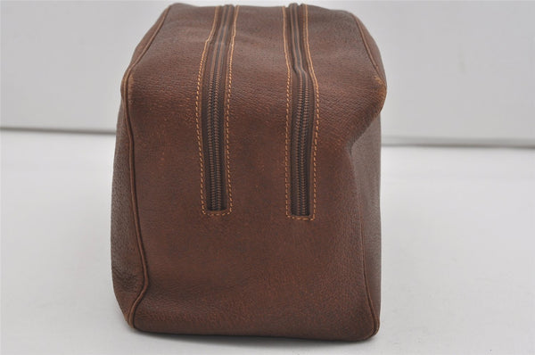 Authentic GUCCI Vintage Clutch Hand Bag Purse Leather Brown Junk 7689I