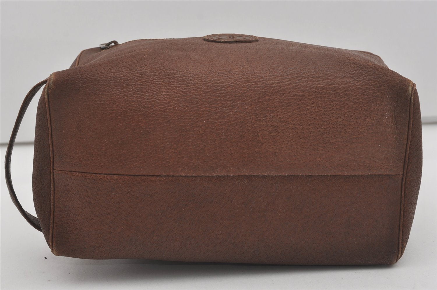 Authentic GUCCI Vintage Clutch Hand Bag Purse Leather Brown Junk 7689I