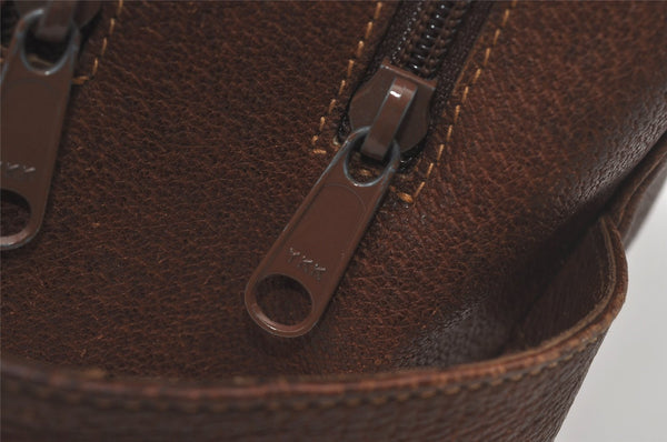 Authentic GUCCI Vintage Clutch Hand Bag Purse Leather Brown Junk 7689I