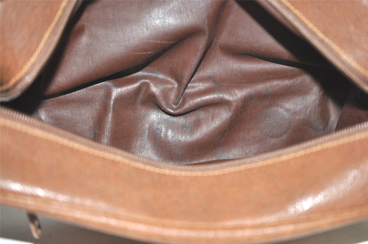 Authentic GUCCI Vintage Clutch Hand Bag Purse Leather Brown Junk 7689I