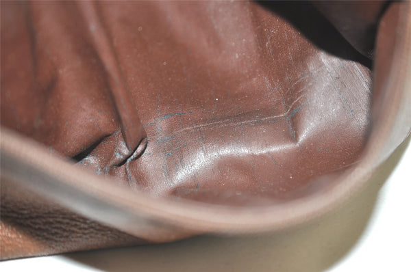 Authentic GUCCI Vintage Clutch Hand Bag Purse Leather Brown Junk 7689I