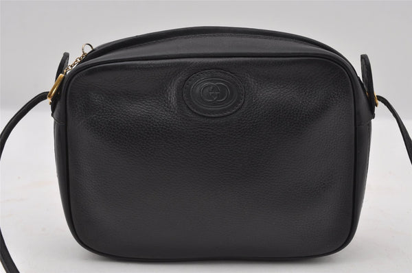 Authentic GUCCI Vintage Shoulder Cross Body Bag Purse Leather Black 7690I