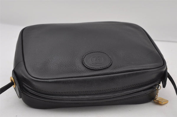 Authentic GUCCI Vintage Shoulder Cross Body Bag Purse Leather Black 7690I