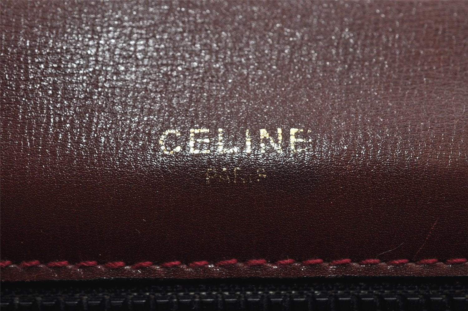 Authentic CELINE Macadam Blason Pattern Clutch Bag Suede Leather Bordeaux 7691I