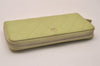 Authentic CHANEL Lamb Skin Matelasse Long Wallet Purse Light Green CC 7692J