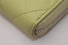 Authentic CHANEL Lamb Skin Matelasse Long Wallet Purse Light Green CC 7692J