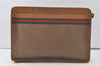 Authentic GUCCI Web Sherry Line Micro GG Documents Case PVC Leather Brown 7693K