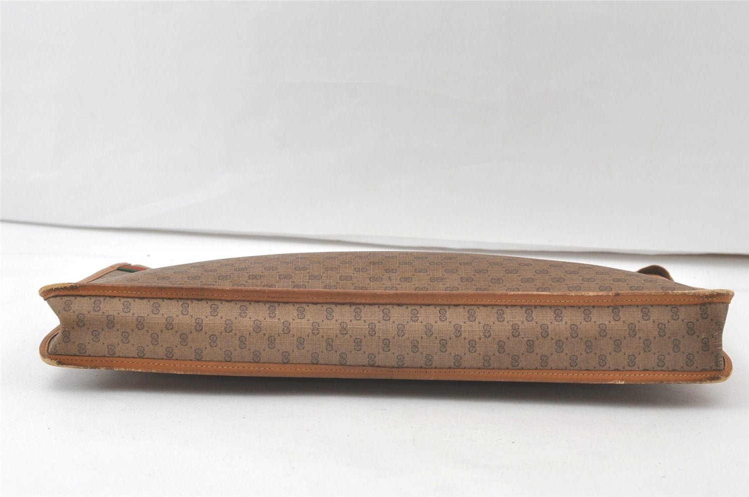 Authentic GUCCI Web Sherry Line Micro GG Documents Case PVC Leather Brown 7693K