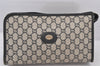 Authentic GUCCI Vintage GG Plus Clutch Hand Bag Purse PVC Leather Navy 7694K