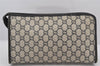 Authentic GUCCI Vintage GG Plus Clutch Hand Bag Purse PVC Leather Navy 7694K