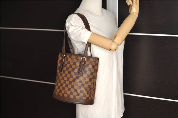 Authentic Louis Vuitton Damier Marais Bucket Shoulder Tote Bag N42240 LV 7695I