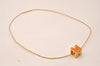 Authentic HERMES Cage De Ash H Cube Pendant Necklace Gold Orange Box 7695J