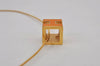 Authentic HERMES Cage De Ash H Cube Pendant Necklace Gold Orange Box 7695J