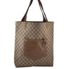 Authentic GUCCI Web Sherry Line Shoulder Tote Bag GG PVC Leather Brown 7696K