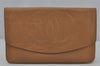 Authentic CHANEL Caviar Skin Vintage CC Logo Long Wallet Purse Beige Junk 7697J