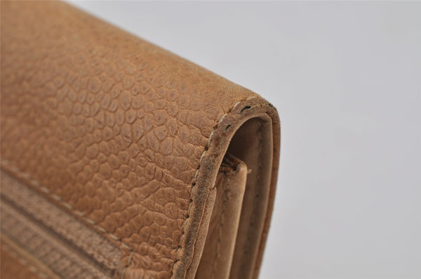 Authentic CHANEL Caviar Skin Vintage CC Logo Long Wallet Purse Beige Junk 7697J