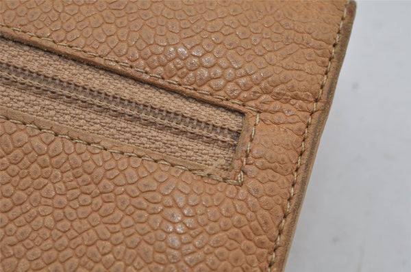 Authentic CHANEL Caviar Skin Vintage CC Logo Long Wallet Purse Beige Junk 7697J