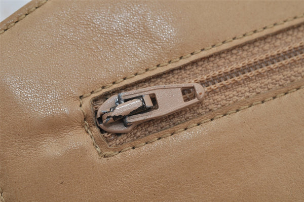 Authentic CHANEL Caviar Skin Vintage CC Logo Long Wallet Purse Beige Junk 7697J