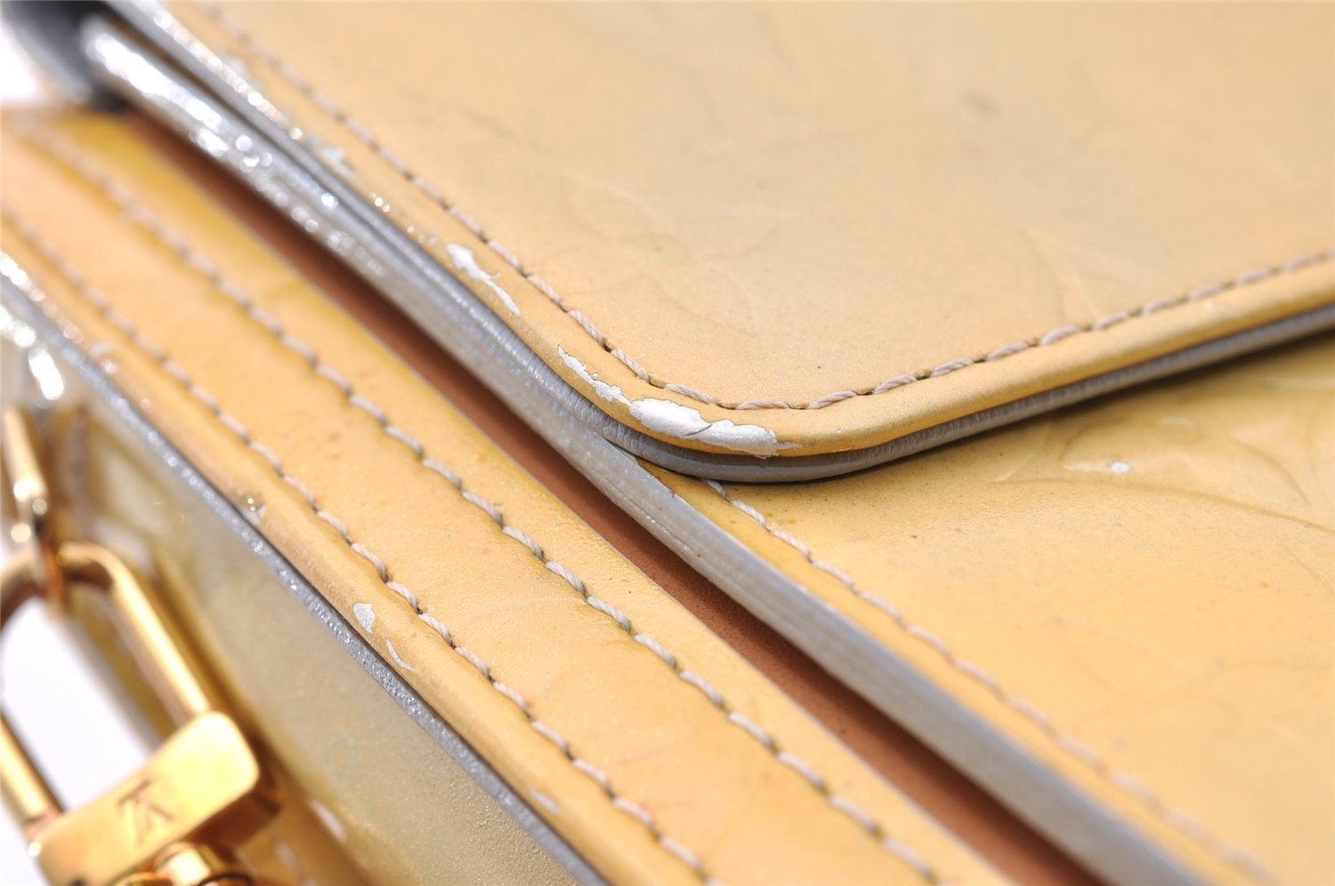 Auth Louis Vuitton Monogram Vernis Mott Shoulder Hand Bag Yellow M91030 LV 7699I