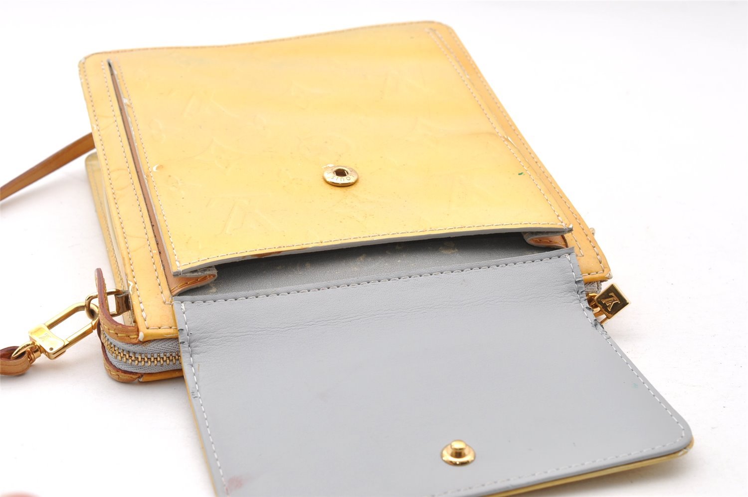 Auth Louis Vuitton Monogram Vernis Mott Shoulder Hand Bag Yellow M91030 LV 7699I