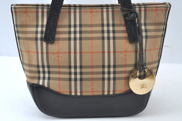 Authentic BURBERRY Nova Check Canvas Leather Hand Tote Bag Purse Beige 7700J