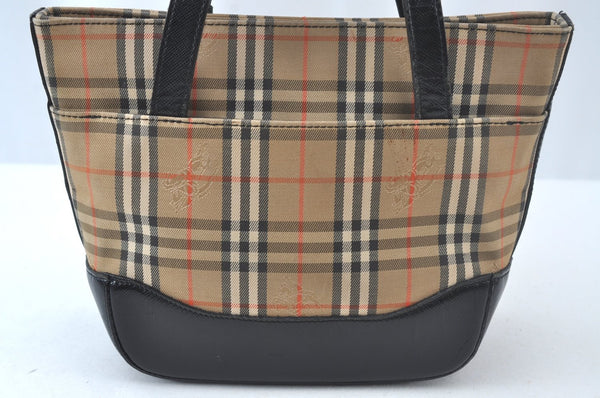 Authentic BURBERRY Nova Check Canvas Leather Hand Tote Bag Purse Beige 7700J