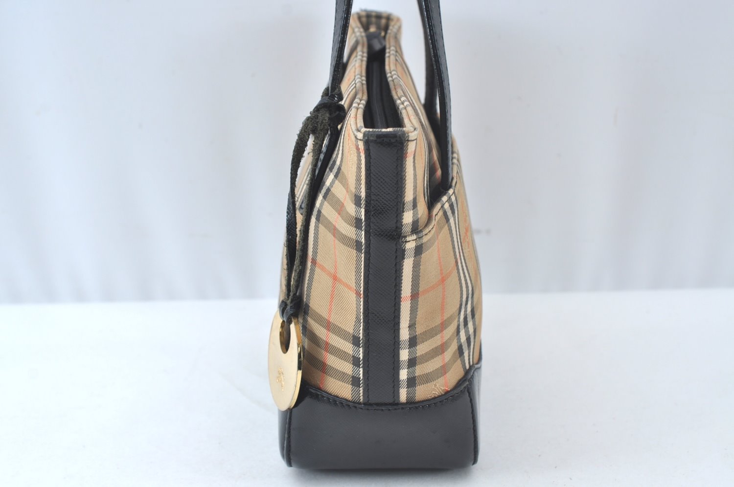Authentic BURBERRY Nova Check Canvas Leather Hand Tote Bag Purse Beige 7700J