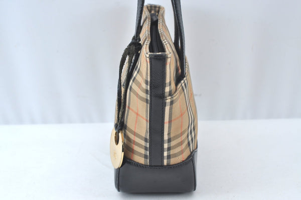 Authentic BURBERRY Nova Check Canvas Leather Hand Tote Bag Purse Beige 7700J