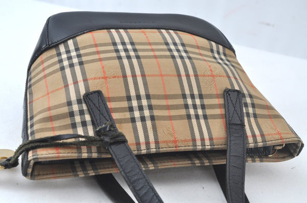 Authentic BURBERRY Nova Check Canvas Leather Hand Tote Bag Purse Beige 7700J