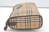 Authentic Burberrys Nova Check Clutch Bag Purse Canvas Leather Beige 7701J