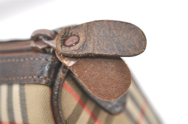 Authentic Burberrys Nova Check Clutch Bag Purse Canvas Leather Beige 7701J