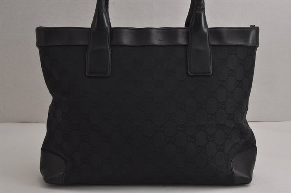 Authentic GUCCI Vintage Hand Tote Bag GG Canvas Leather 0021119 Black 7703J