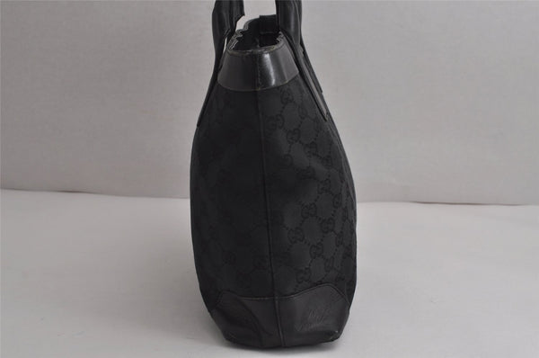 Authentic GUCCI Vintage Hand Tote Bag GG Canvas Leather 0021119 Black 7703J