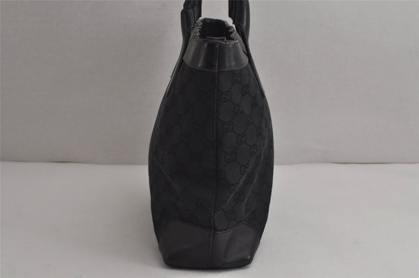Authentic GUCCI Vintage Hand Tote Bag GG Canvas Leather 0021119 Black 7703J