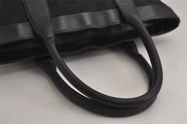 Authentic GUCCI Vintage Hand Tote Bag GG Canvas Leather 0021119 Black 7703J