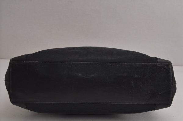 Authentic GUCCI Vintage Hand Tote Bag GG Canvas Leather 0021119 Black 7703J