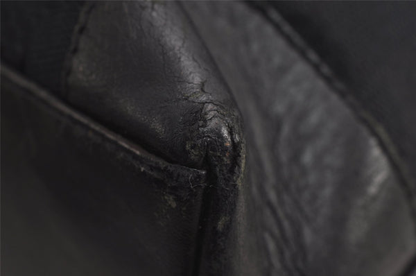 Authentic GUCCI Vintage Hand Tote Bag GG Canvas Leather 0021119 Black 7703J