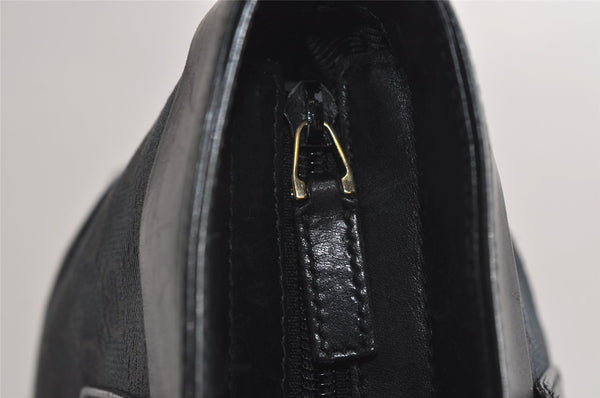 Authentic GUCCI Vintage Hand Tote Bag GG Canvas Leather 0021119 Black 7703J