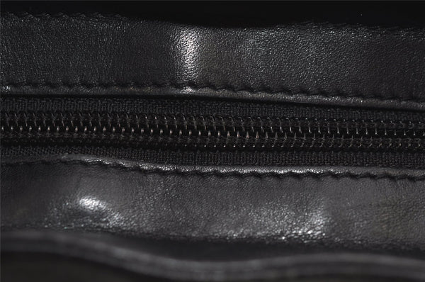 Authentic GUCCI Vintage Hand Tote Bag GG Canvas Leather 0021119 Black 7703J