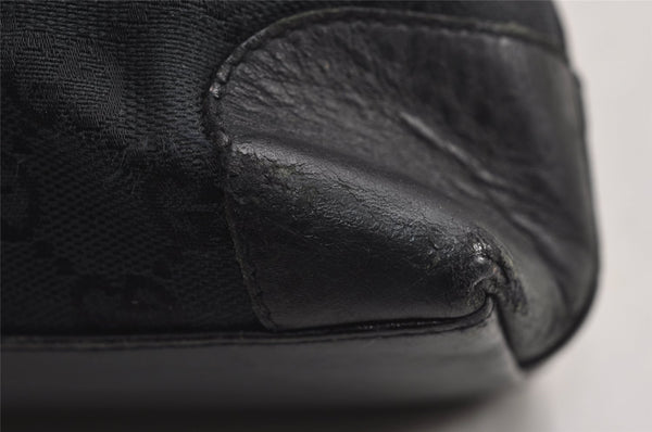 Authentic GUCCI Vintage Hand Tote Bag GG Canvas Leather 0021119 Black 7703J