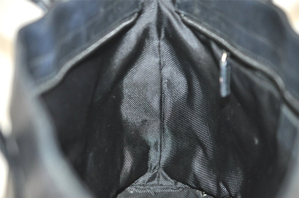 Authentic GUCCI Vintage Hand Tote Bag GG Canvas Leather 0021119 Black 7703J