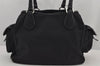 Authentic Christian Dior Trotter Lovely Hand Bag Purse Nylon Leather Black 7704J