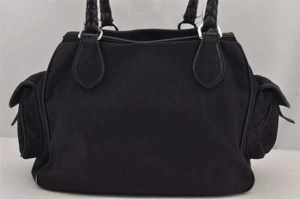 Authentic Christian Dior Trotter Lovely Hand Bag Purse Nylon Leather Black 7704J