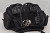 Authentic Christian Dior Trotter Lovely Hand Bag Purse Nylon Leather Black 7704J