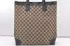 Authentic GUCCI Vintage Hand Tote Bag GG Canvas Leather 0021121 Black 7707J