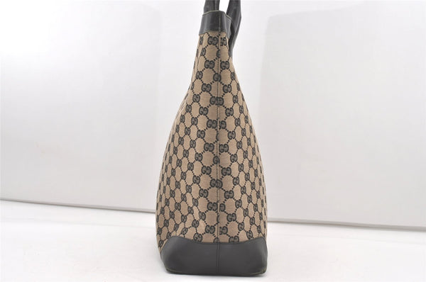 Authentic GUCCI Vintage Hand Tote Bag GG Canvas Leather 0021121 Black 7707J