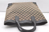 Authentic GUCCI Vintage Hand Tote Bag GG Canvas Leather 0021121 Black 7707J