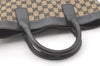 Authentic GUCCI Vintage Hand Tote Bag GG Canvas Leather 0021121 Black 7707J
